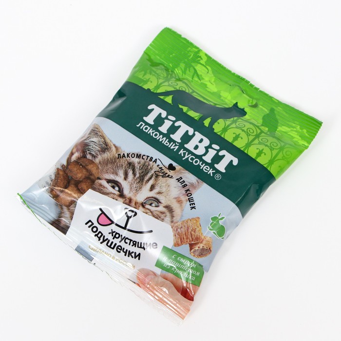 

Лакомство для кошек Titbit, подушечки сыр с паштетом из кролика, 30 г
