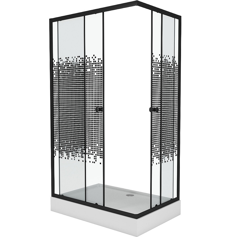 

Душевой уголок Niagara Eco 100х80 NG-018-14Q BLACK профиль Черный с рисунком