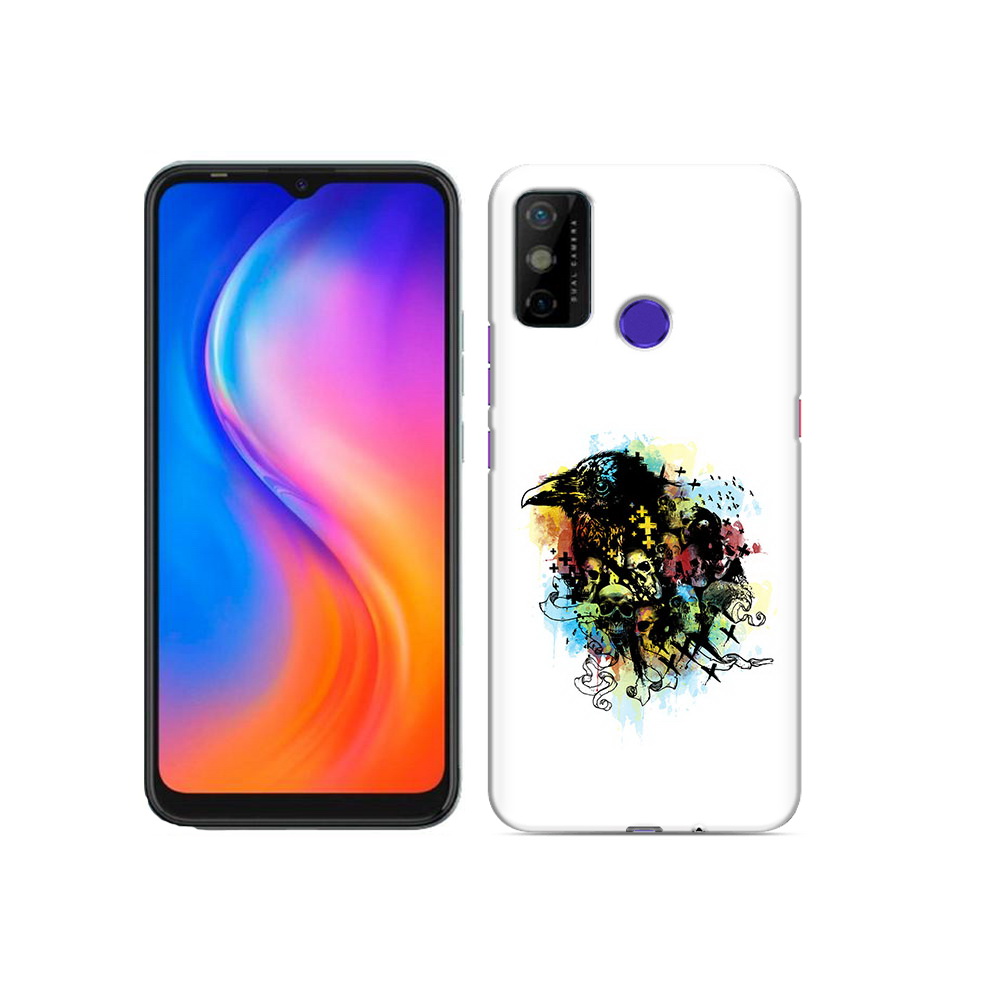 

Чехол MyPads Tocco для Tecno Spark 6 GO ворон и черепа, Прозрачный, Tocco