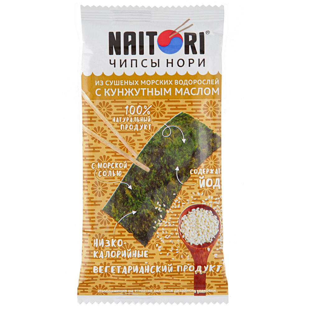 Чипсы Naitori Нори из сушеных морских водорослей с кунжутным маслом 3 г