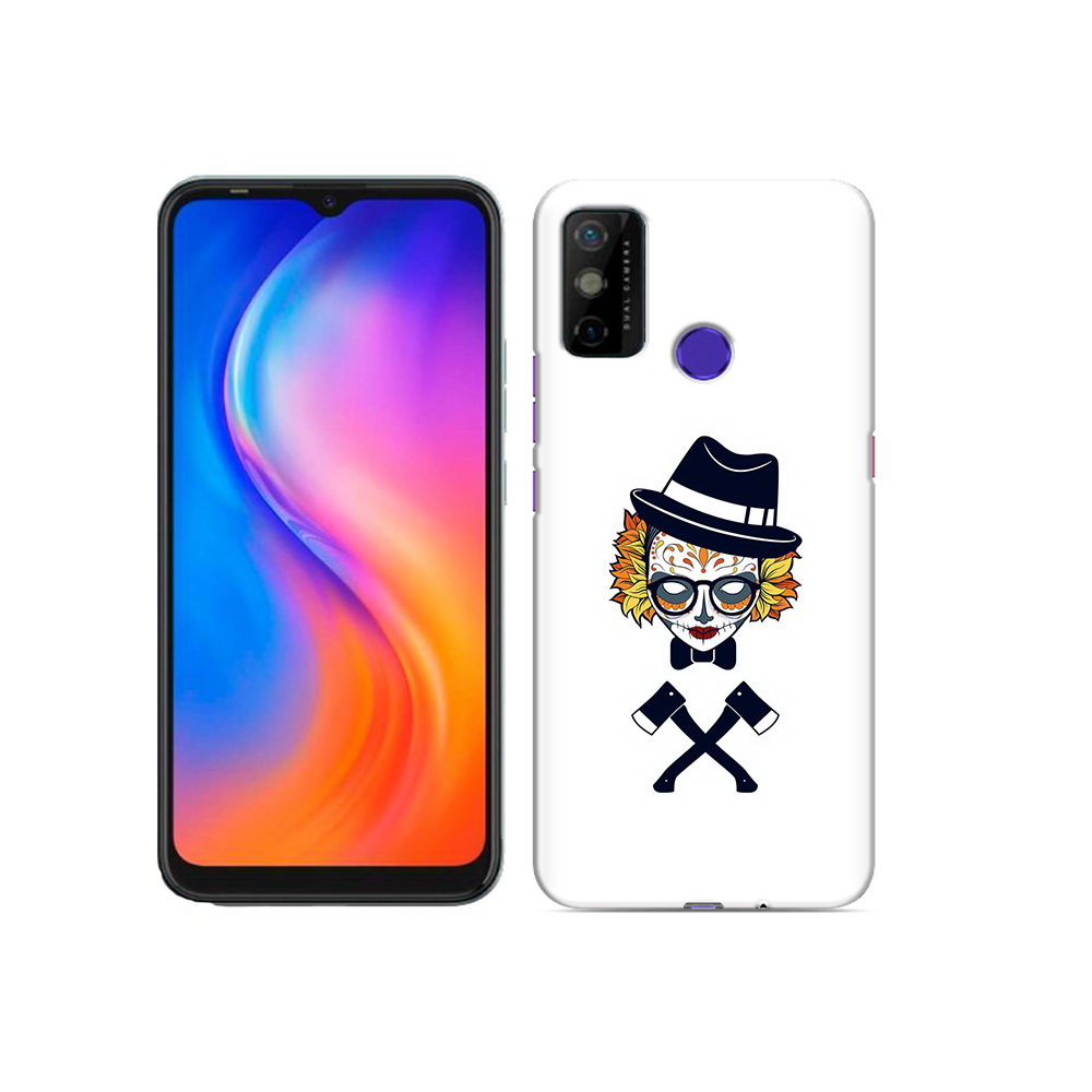 

Чехол MyPads Tocco для Tecno Spark 6 GO девушка в маске с топорами рисунок, Прозрачный, Tocco