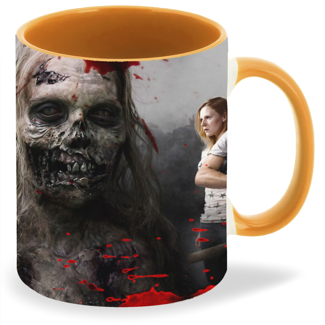 

Кружка оранжевая CoolPodarok Ходячие мертвецы Персонажи Зомби Пятна крови