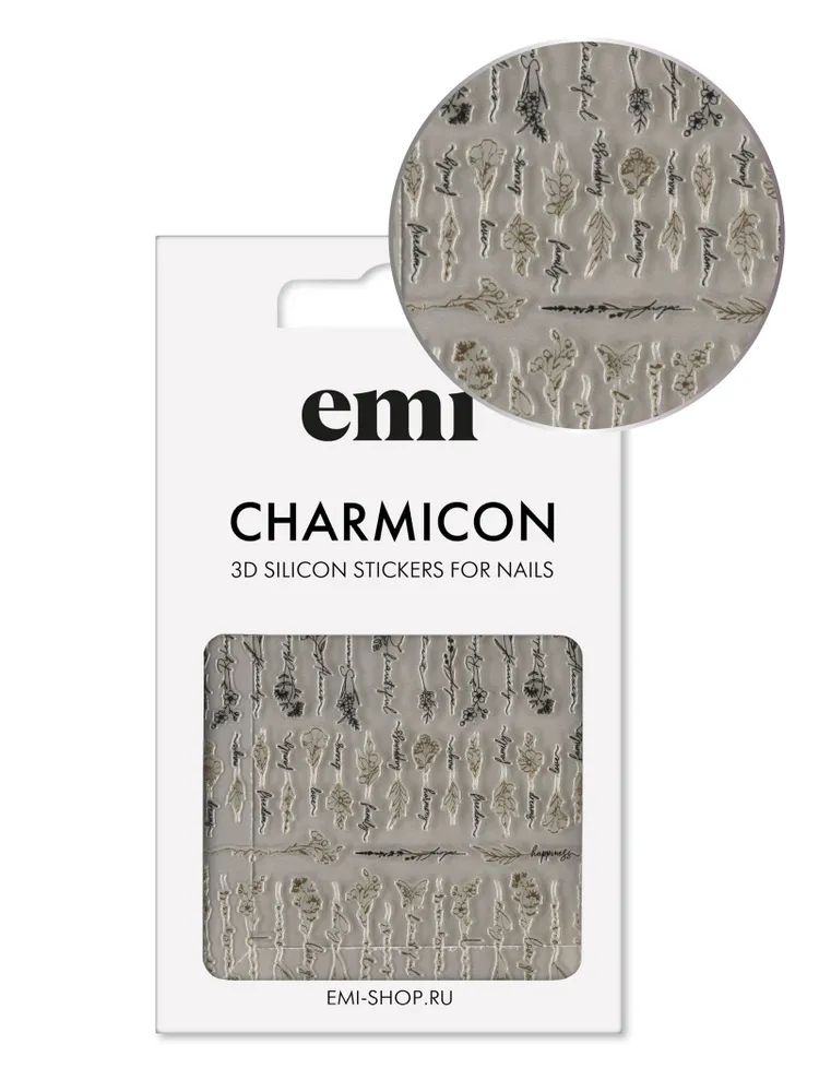 Слайдер-дизайн E.Mi Charmicon 3D Silicone Stickers №231 Цветы и фразы эстетика классического текста