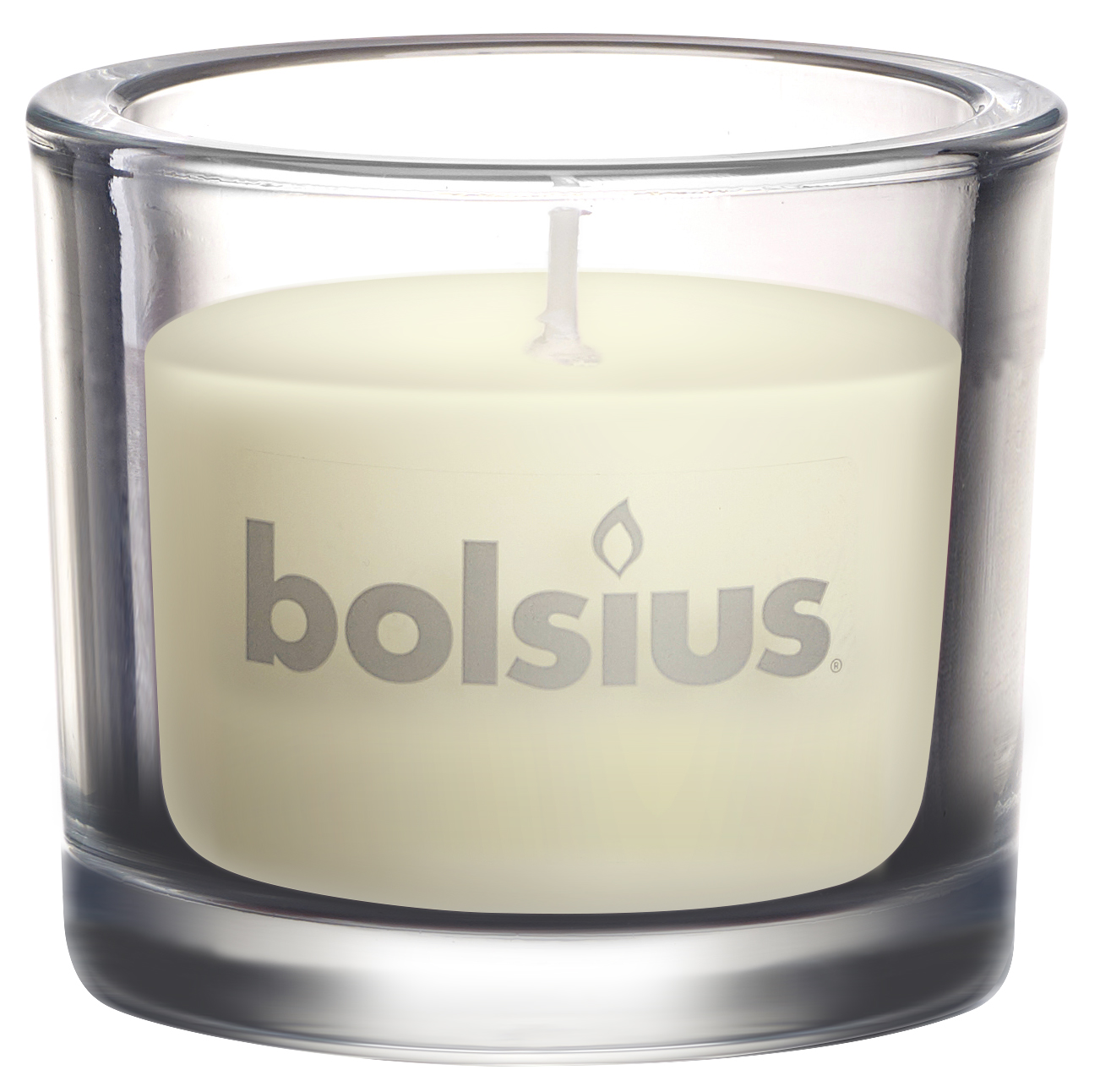 Свеча в стекле Bolsius Classic кремовая, время горения 29 часов, 80x92