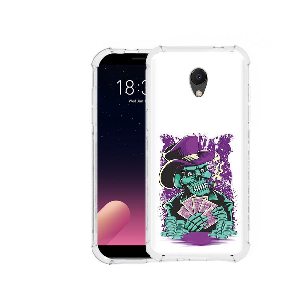 

Чехол MyPads Tocco для Meizu M6S зеленый череп с картами, Прозрачный, Tocco