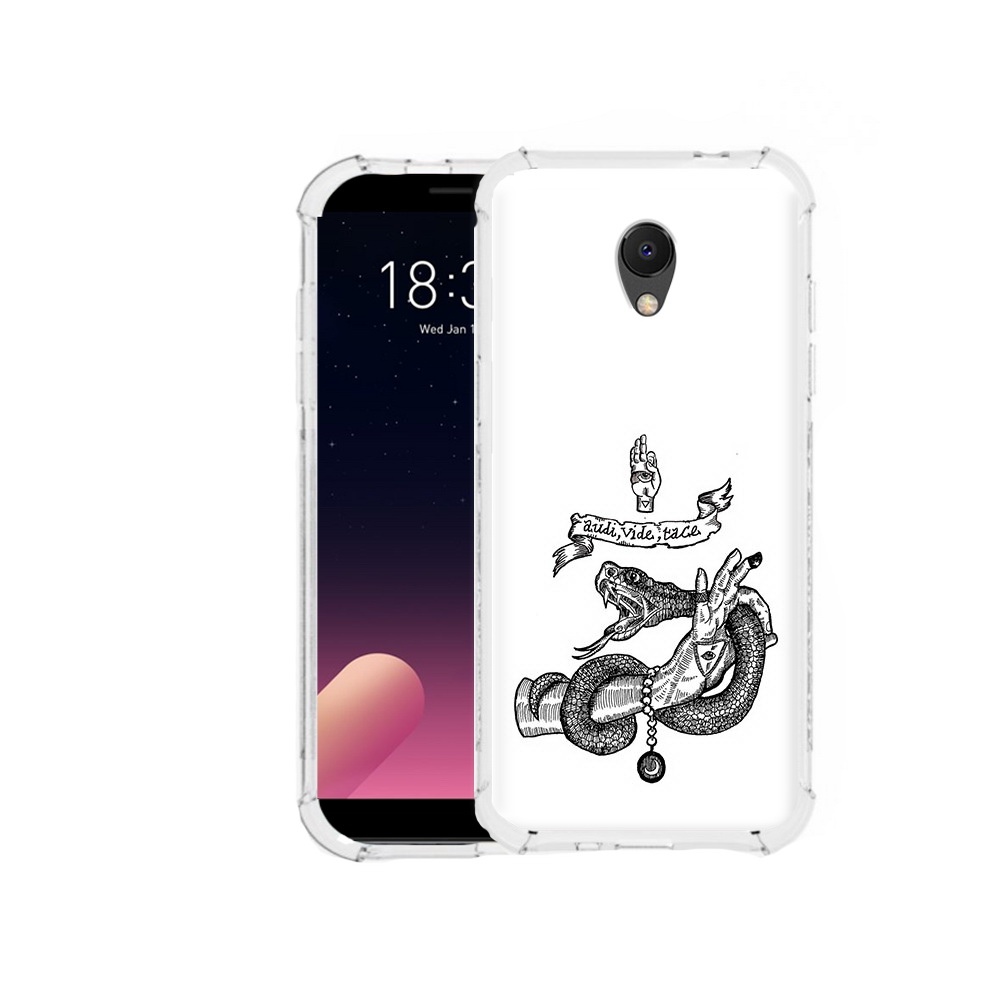 

Чехол MyPads Tocco для Meizu M6S змея на руке рисунок, Прозрачный, Tocco