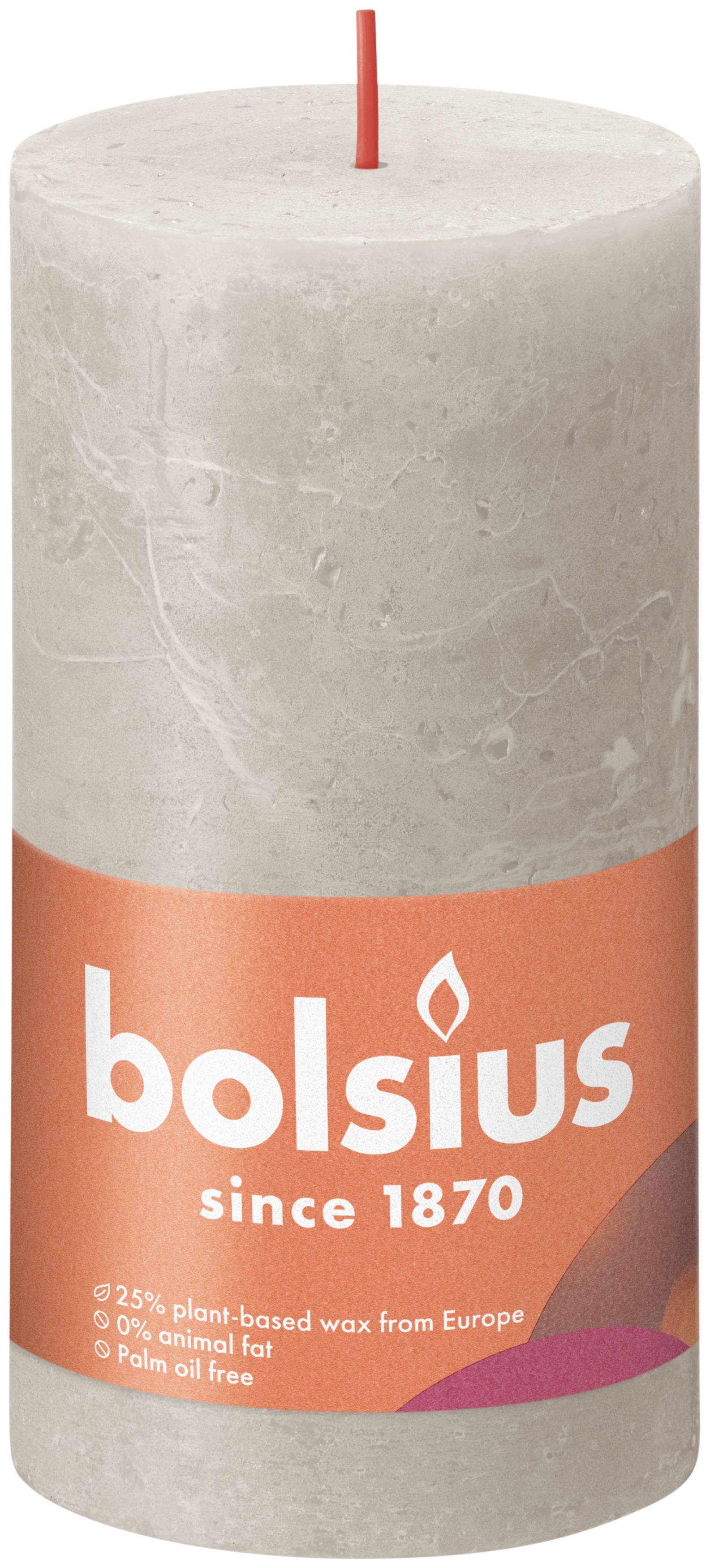 

Свеча рустик Bolsius Shine песочно-серая, время горения 60 часов, 130x68, Серый