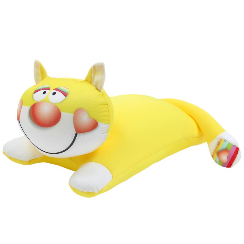 Мягкая игрушка-подушка антистресс Штучки, к которым тянутся ручки Кот Сердечный, желтый