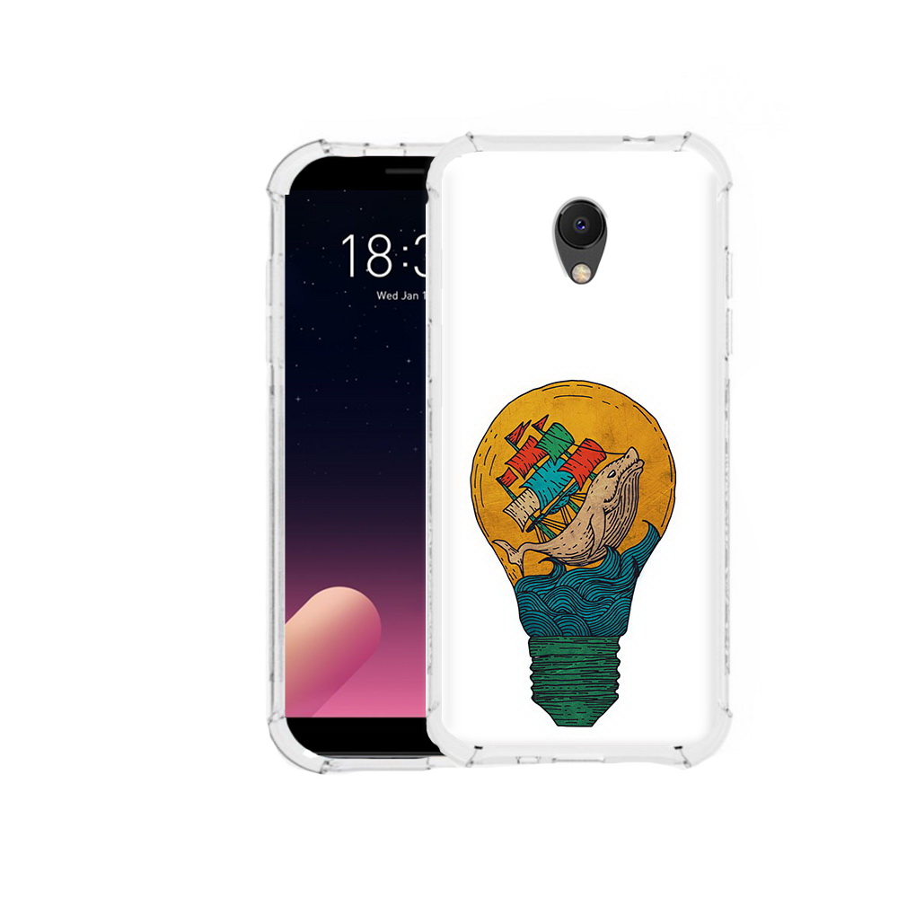 

Чехол MyPads Tocco для Meizu M6S кит в лампочке с парусами, Прозрачный, Tocco