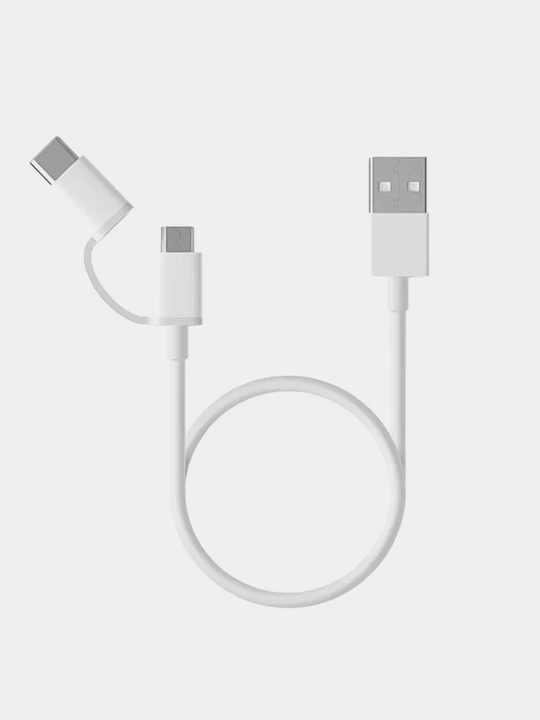 фото Кабель xiaomi 2 в 1 usb - micro usb/type-c 1 м, белый