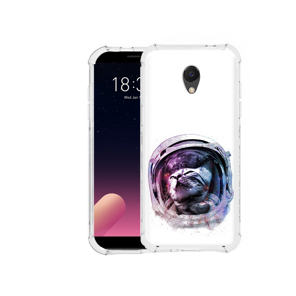 

Чехол MyPads Tocco для Meizu M6S кот в шлеме, Прозрачный, Tocco