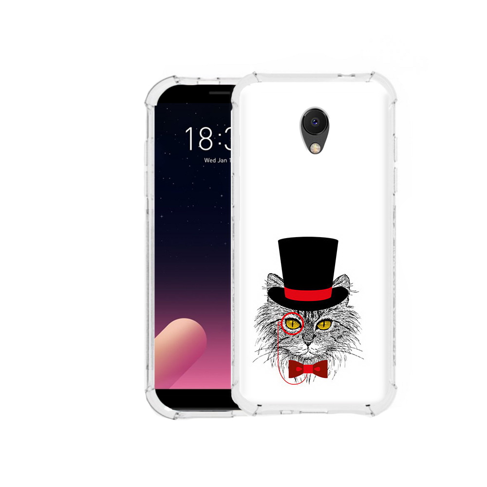 Чехол MyPads Tocco для Meizu M6S кот в шляпе