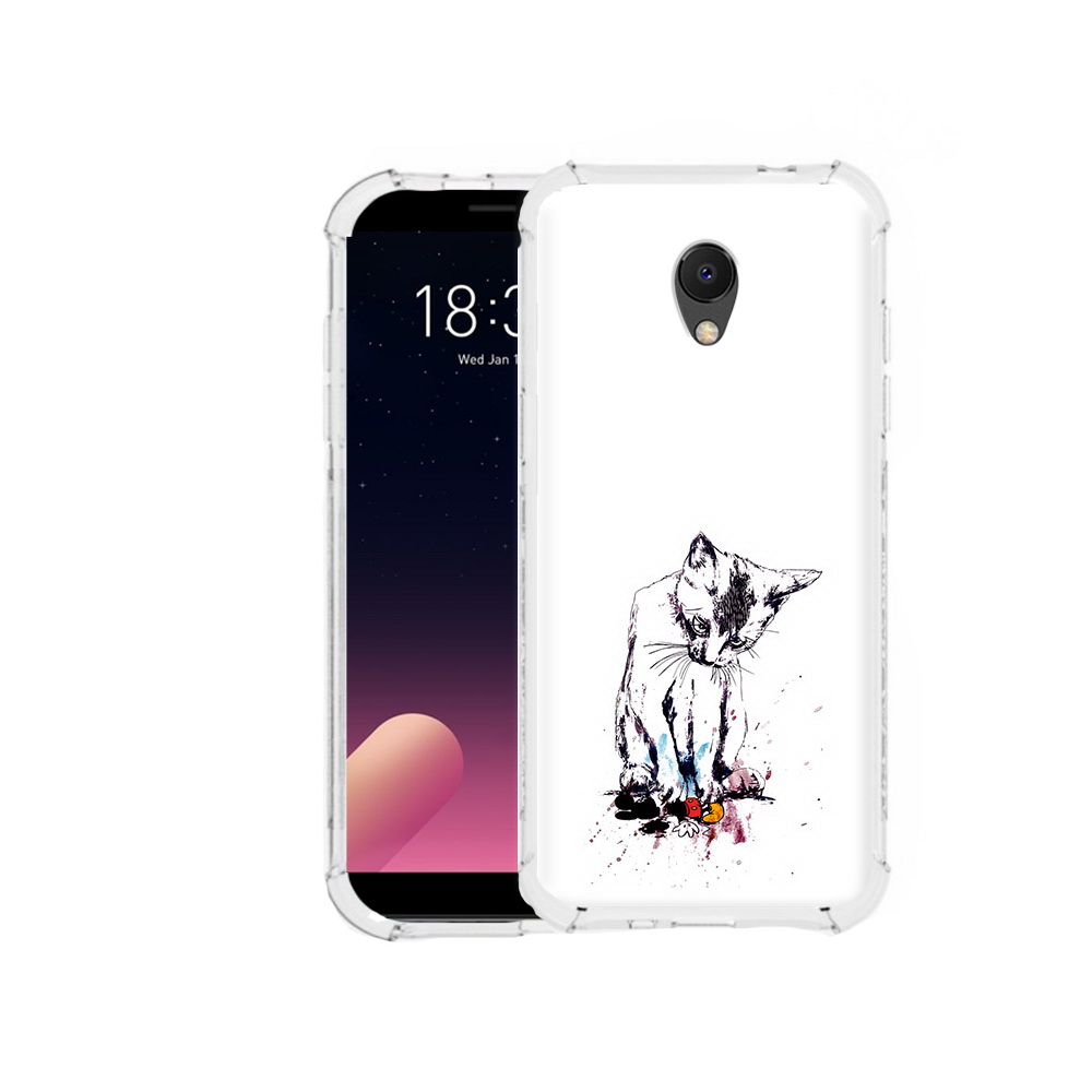 

Чехол MyPads Tocco для Meizu M6S кот и микки, Прозрачный, Tocco