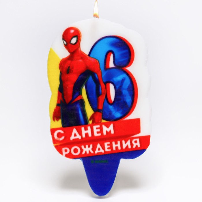 

Свеча в торт 6 "С Днем Рождения", Человек-паук, Человек-паук