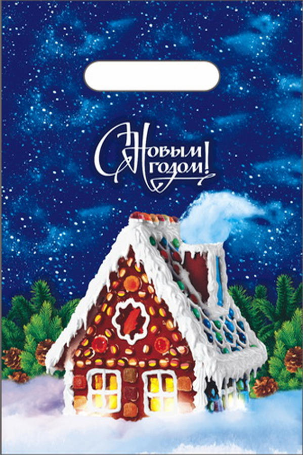

Пакет подарочный с вырубной ручкой, Интерпак, «Пряничный домик», 20х30 см, 30 мкм (20 шт.)