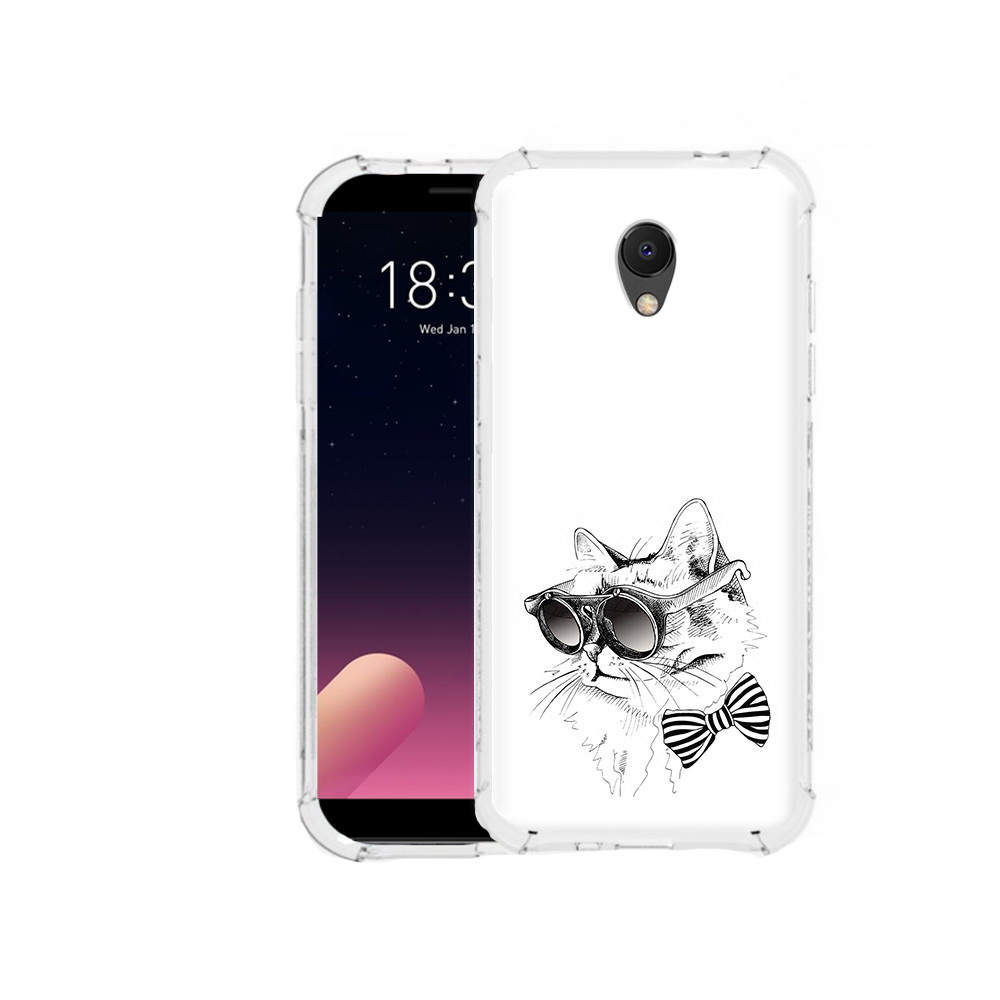 Чехол MyPads Tocco для Meizu M6S крутая кошка в очках