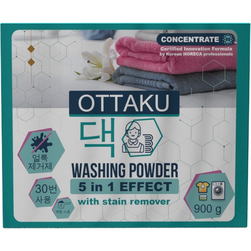 

Концентрированный стиральный порошок OTTAKU 5in1 EFFECT с пятновыводителем, 0,9 кг
