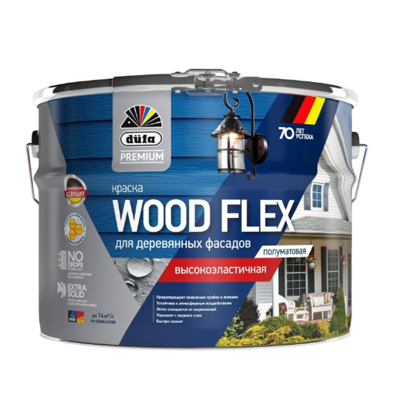 Краска Dufa Premium Woodflex водно-дисперсионная, фасадная, высокоэластичная, база 1, 9 л