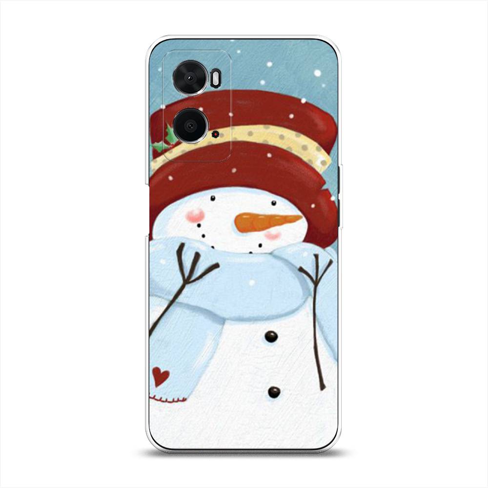 

Чехол для Oppo A36 "Застенчивый снеговик", Голубой;белый;красный, 259950-5