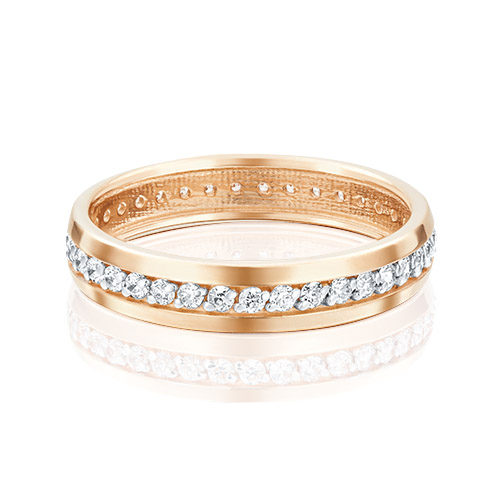 

Кольцо обручальное из красного золота р.  PLATINA jewelry 01-3268-00-401-1110-24, фианит, 01-3268-00-401-1110-24