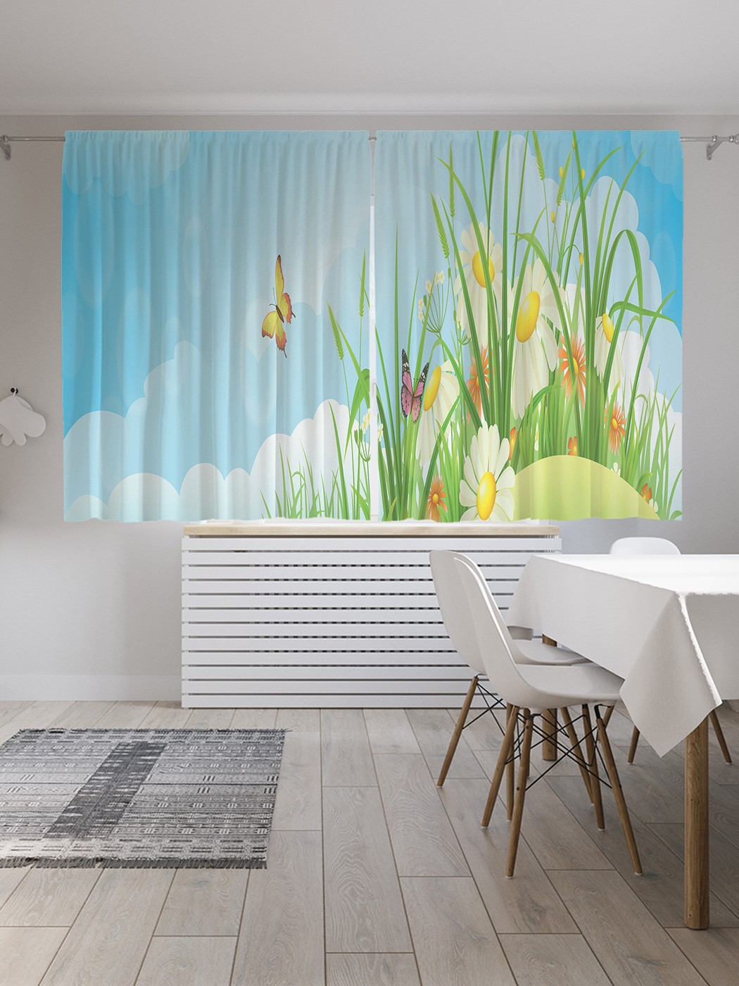 фото Классические шторы joyarty "луговой букет", серия oxford delux, 2 полотна 145x180 см