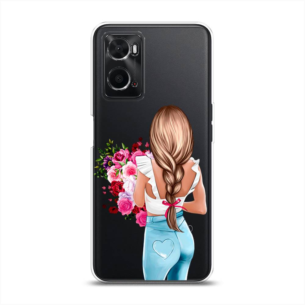 

Чехол на Oppo A36 "Девушка с цветами", Коричневый;розовый;голубой, 259950-6