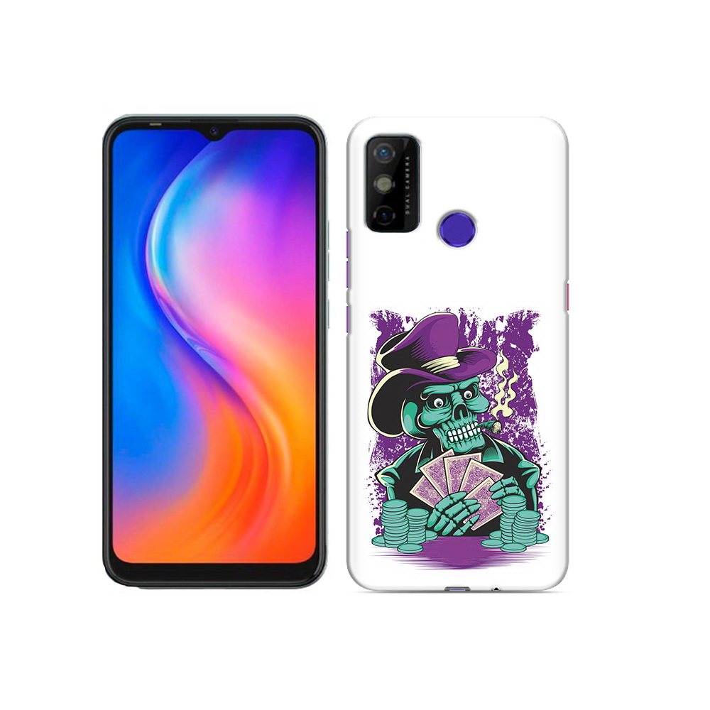 

Чехол MyPads Tocco для Tecno Spark 6 GO зеленый череп с картами, Прозрачный, Tocco