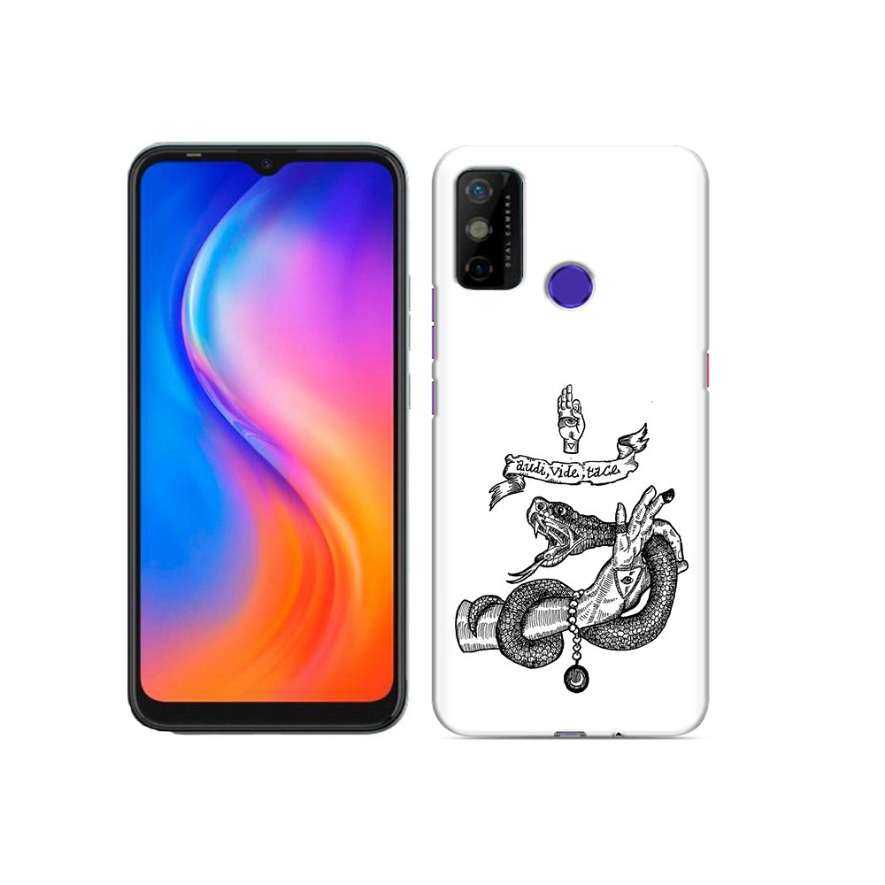 

Чехол MyPads Tocco для Tecno Spark 6 GO змея на руке рисунок, Прозрачный, Tocco