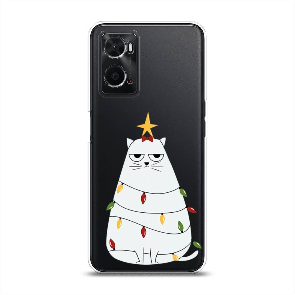 

Чехол на Oppo A36 "Котик в гирлянде", Белый;красный;желтый, 259950-1