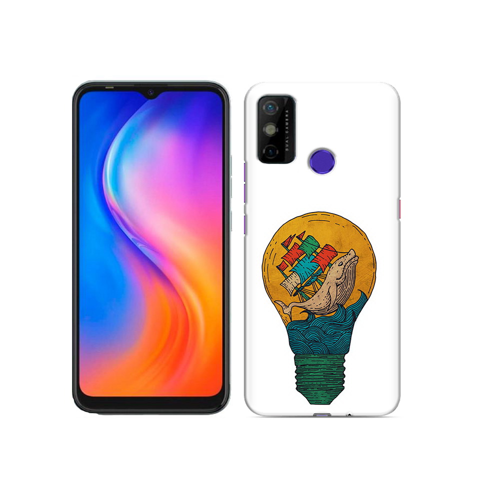 

Чехол MyPads Tocco для Tecno Spark 6 GO кит в лампочке с парусами, Прозрачный, Tocco