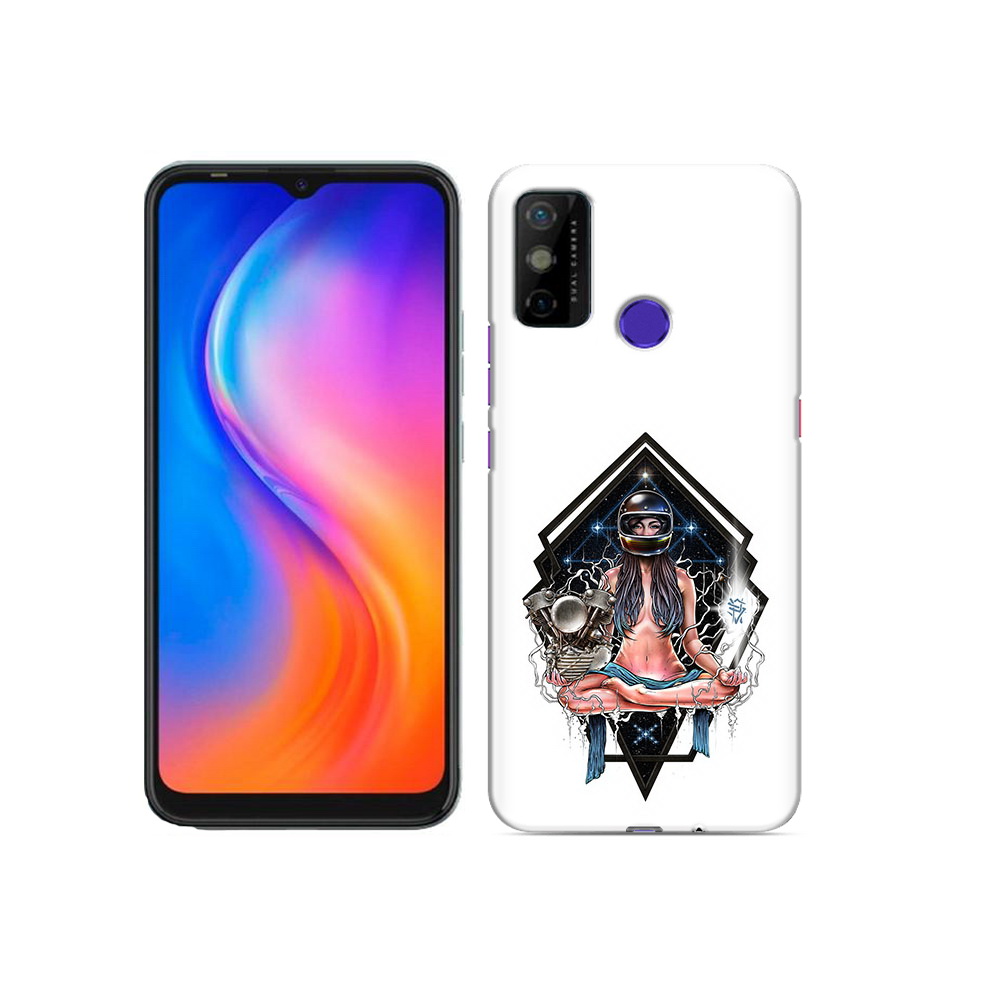 

Чехол MyPads Tocco для Tecno Spark 6 GO красивая девушка в шлеме, Прозрачный, Tocco