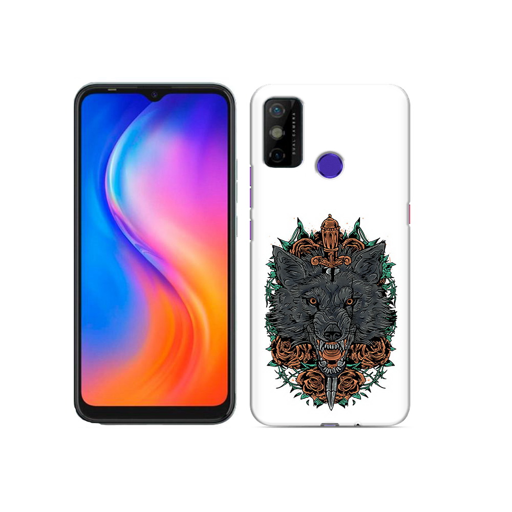 

Чехол MyPads Tocco для Tecno Spark 6 GO красивый злой волк, Прозрачный, Tocco