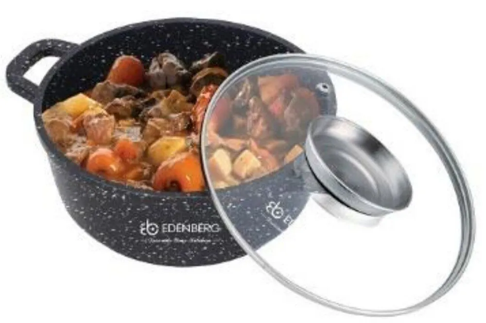 

Кастрюля Edenberg с крышкой 32 см с антипригарным покрытием 10 л для всех плит, Черный