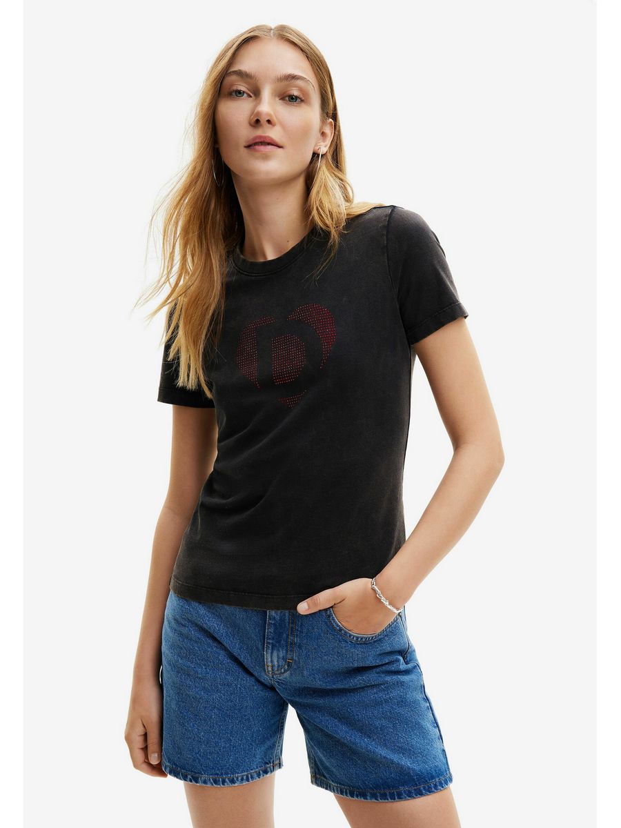

Футболка женская Desigual DE121D134 черная M, Черный, DE121D134
