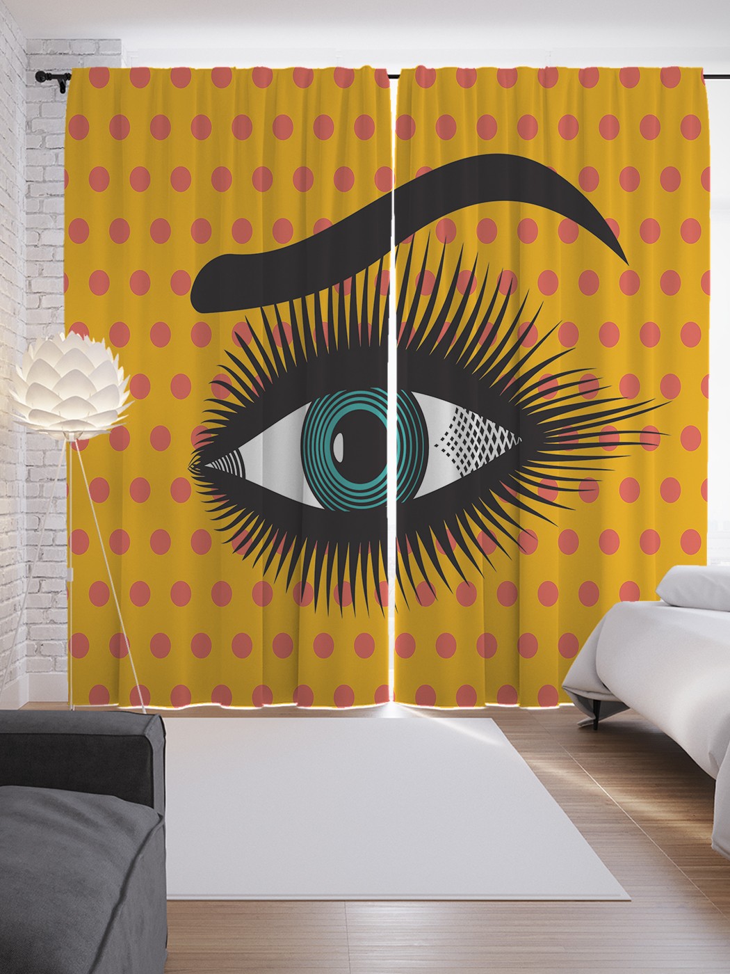 

Шторы с фотопечатью JoyArty "Женский глаз поп-арт" из сатена, 290х265 см, Женский глаз поп-арт