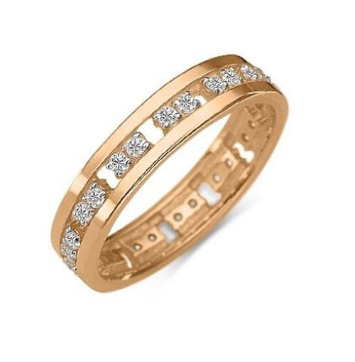 

Кольцо обручальное из красного золота р.  PLATINA jewelry 01-3274-00-401-1110-23, фианит, 01-3274-00-401-1110-23