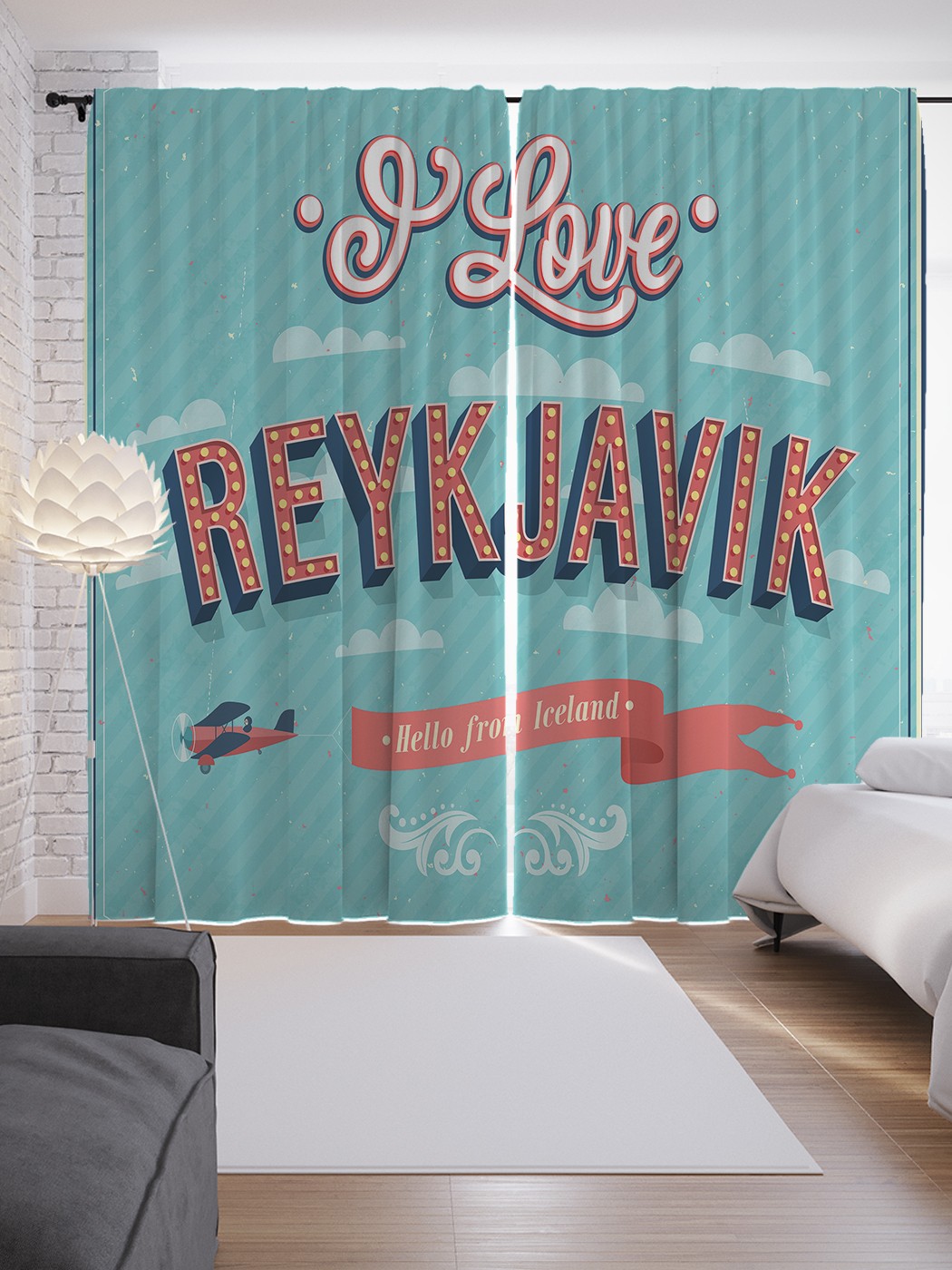 

Шторы с фотопечатью JoyArty "Я люблю Рейкьявик" из сатена, 290х265 см, Я люблю Рейкьявик