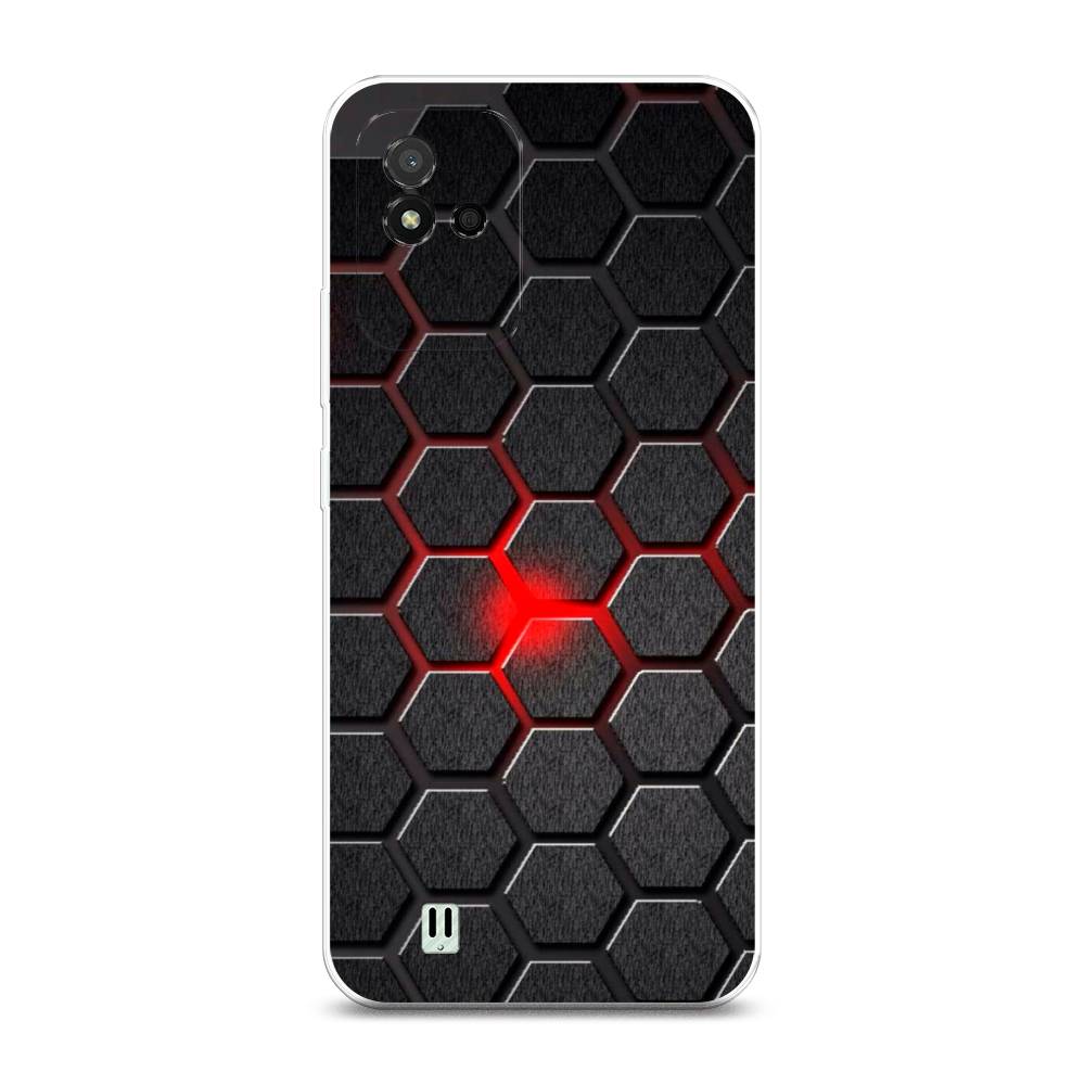 

Чехол на Realme Narzo 50i "Соты красные", Красный;черный;серый, 2510050-3