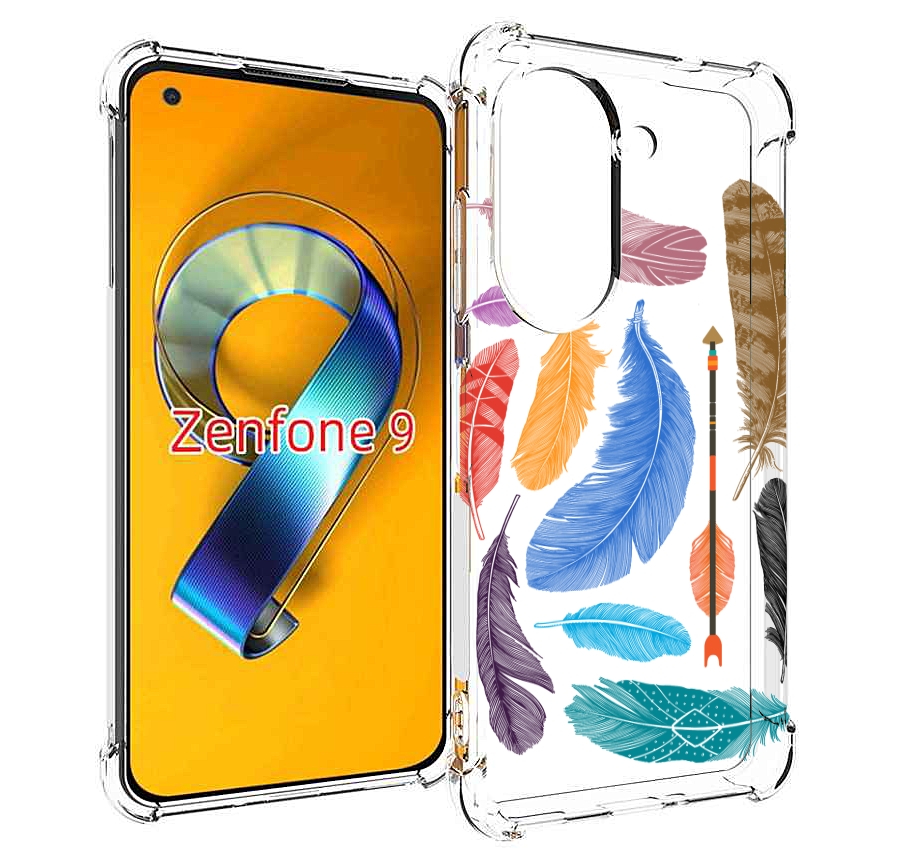 Чехол MyPads разноцветные перья для Asus Zenfone 9 (AI2202)
