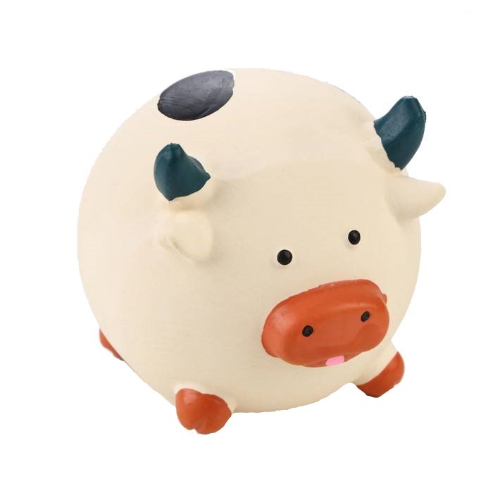 

Игрушка Пижон пищащая для собак из латекса Корова-Мяч, 8 см, белая