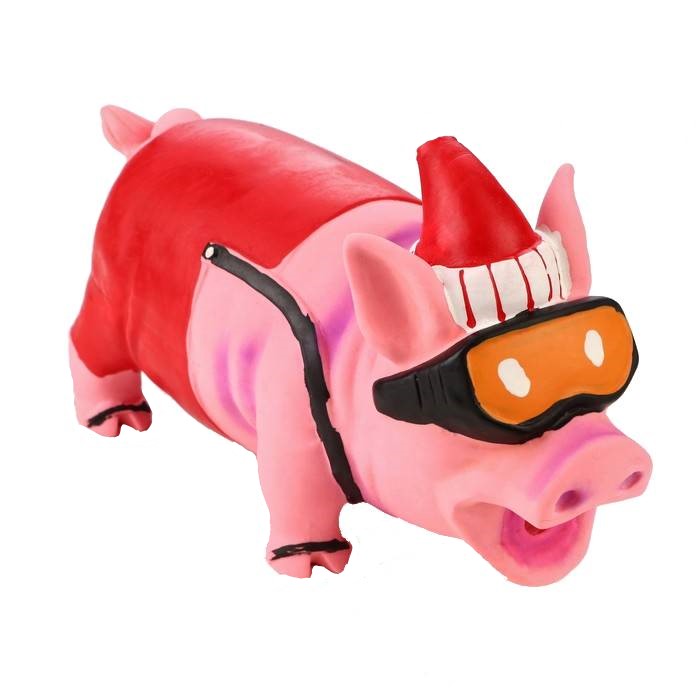 

Игрушка Пижон хрюкающая для собак из латекса Новогодний свин, 21 см