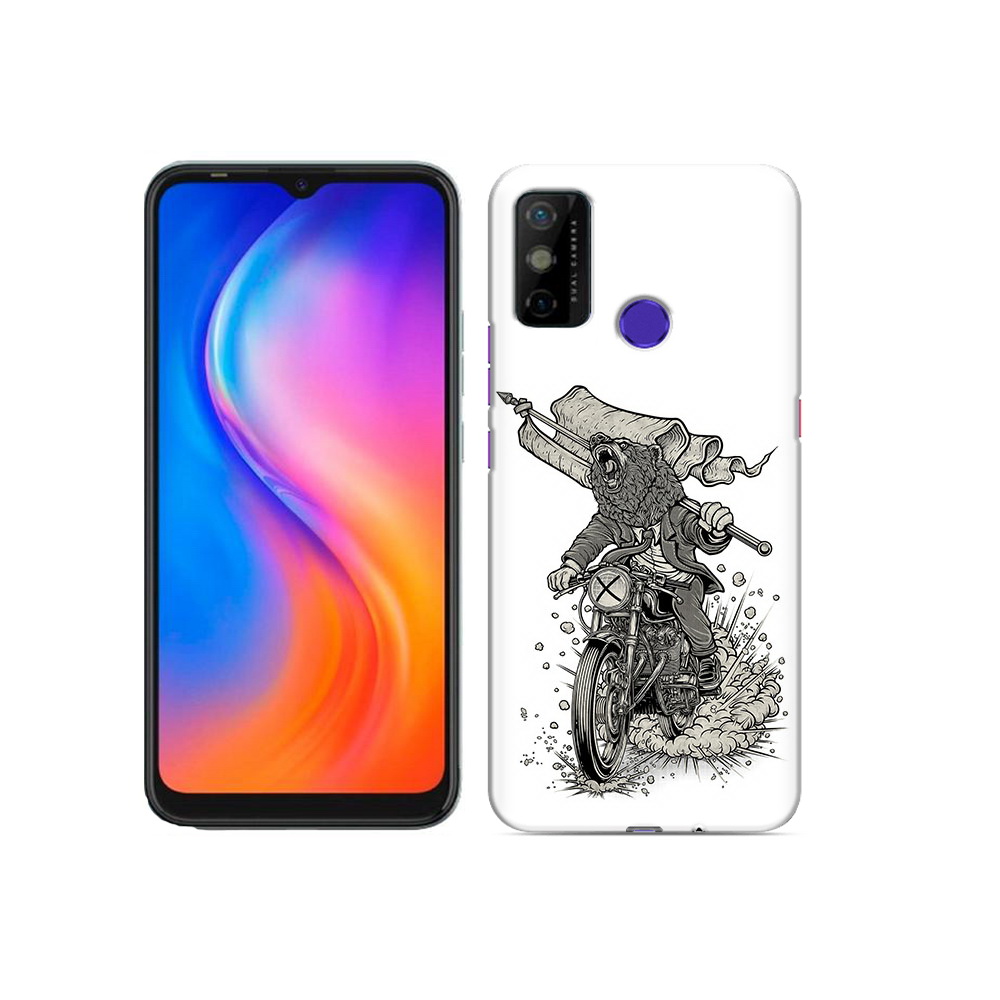 Чехол MyPads Tocco для Tecno Spark 6 GO медведь на мотоцикле