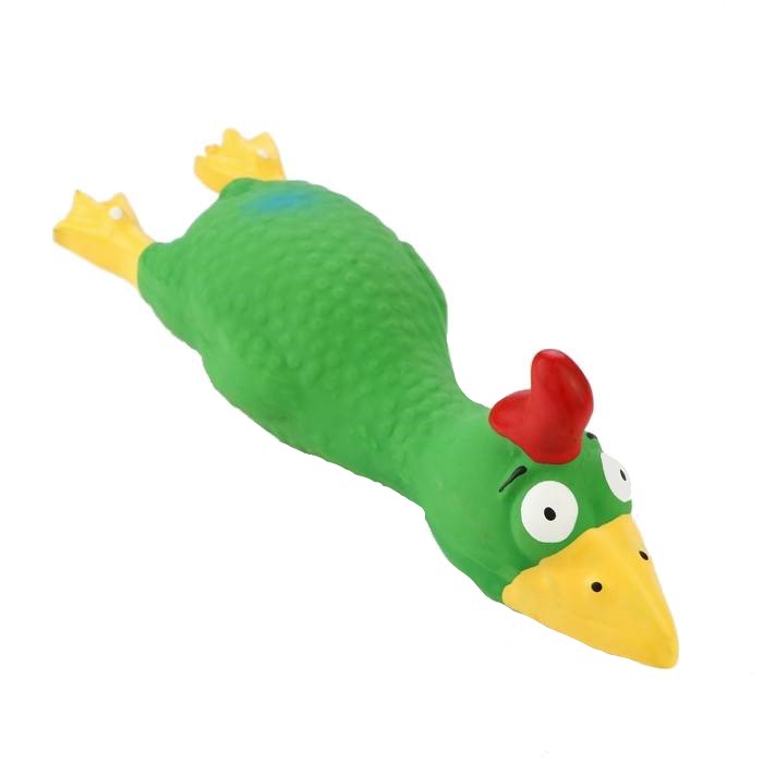 

Игрушка Пижон пищащая для собак из латекса Петух, 18 см, зелёная