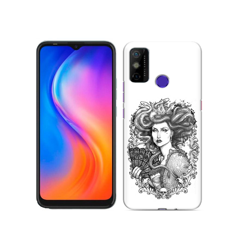 

Чехол MyPads Tocco для Tecno Spark 6 GO медуза черно белый, Прозрачный, Tocco
