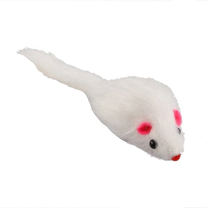 Игрушка Пижон Мышь меховая однотонная 6,5 см, белая