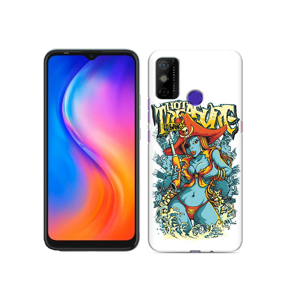 Чехол MyPads Tocco для Tecno Spark 6 GO нарисованная синяя девушка комикс