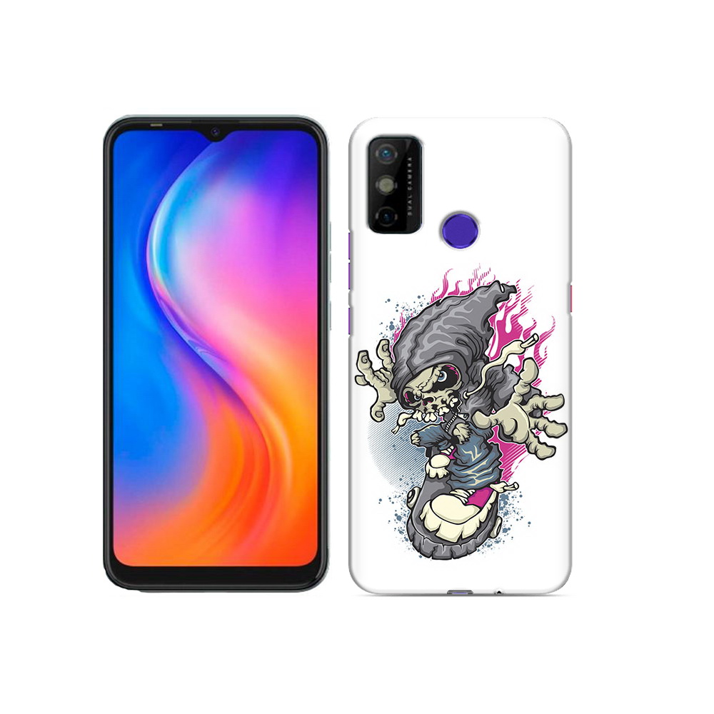 фото Чехол mypads tocco для tecno spark 6 go нарисованный скелет на скейт борде