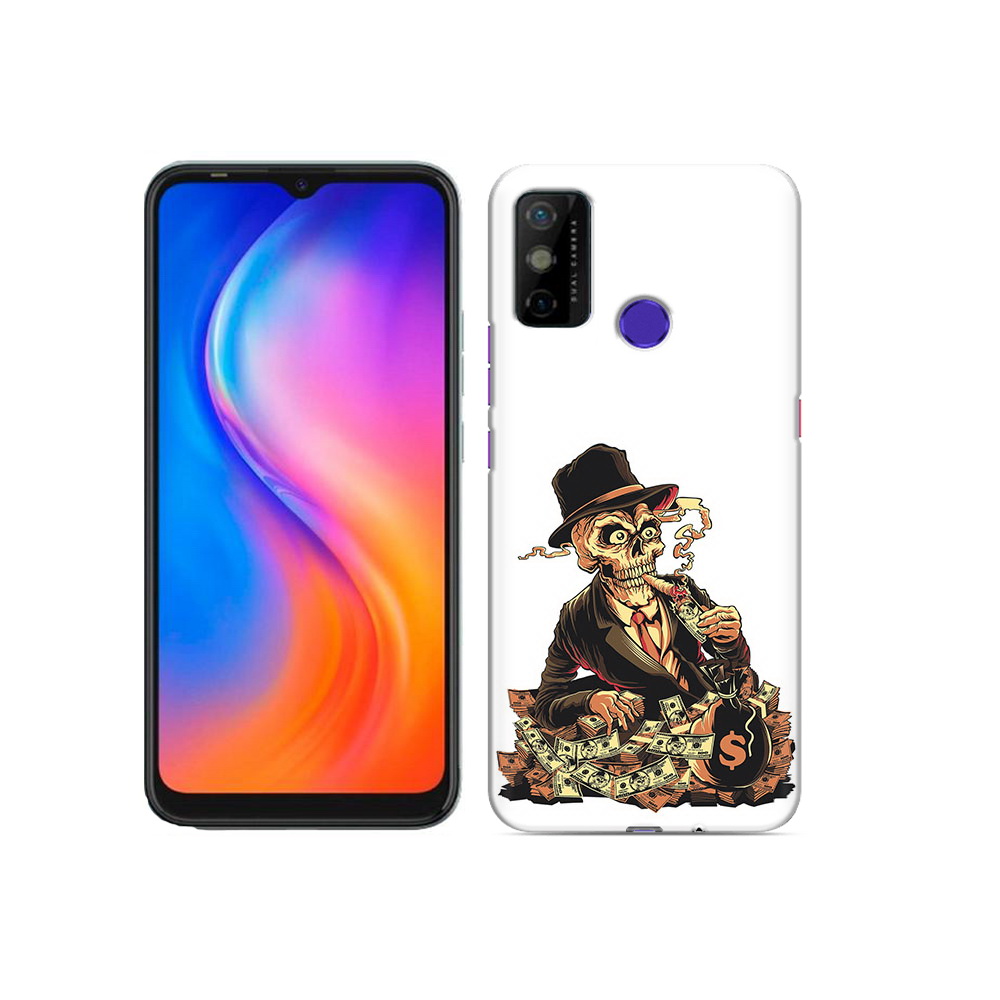 

Чехол MyPads Tocco для Tecno Spark 6 GO нарисованный череп с сигаретой, Прозрачный, Tocco
