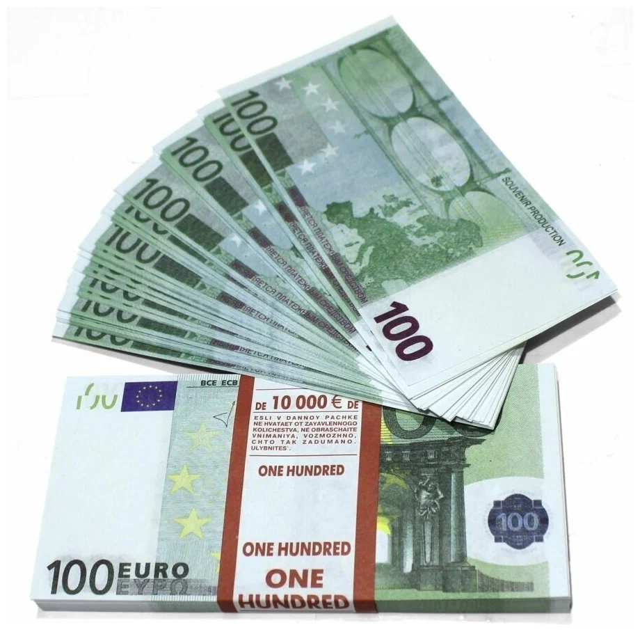 

Сувенирные деньги из банка приколов 100 евро 3 пачки, Зеленый
