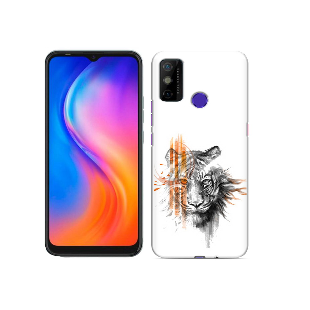 

Чехол MyPads Tocco для Tecno Spark 6 GO огненный тигр, Прозрачный, Tocco